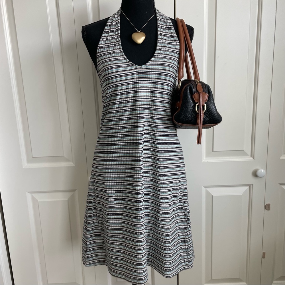 Vintage 90s Striped Halter Midi Dress